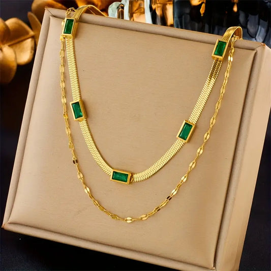 Sorella Gem Doppel-Lagige Retro-Goldkette