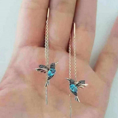 Ohrringe mit Kolibri-Emaille und Zirkonias