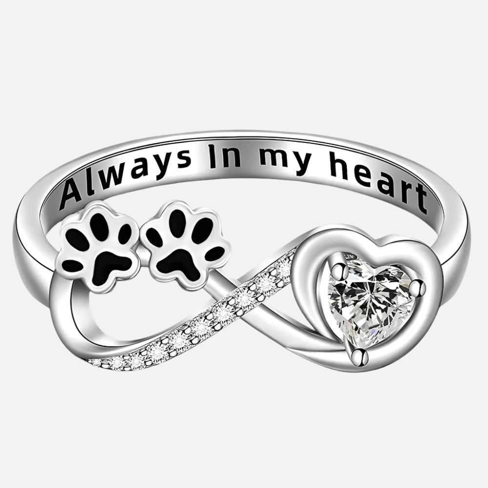 ARINA – Charm-Pfotenring mit Herz- und Infinity-Design sowie funkelnden Zirkonia für besondere Akzente