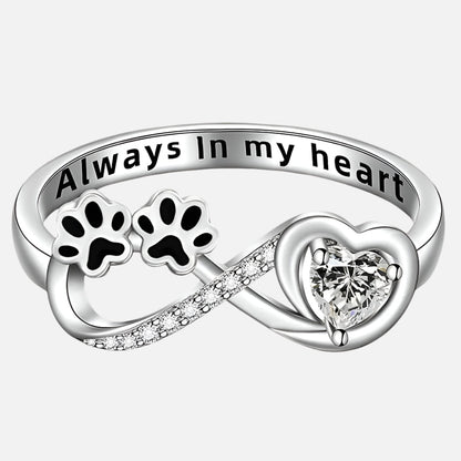 ARINA – Charm-Pfotenring mit Herz- und Infinity-Design sowie funkelnden Zirkonia für besondere Akzente