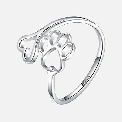 NIVI – Eleganter verstellbarer Pfoten-Herz-Ring aus handgefertigtem 925er Sterlingsilber