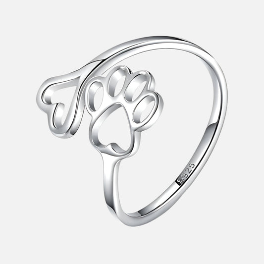 NIVI – Eleganter verstellbarer Pfoten-Herz-Ring aus handgefertigtem 925er Sterlingsilber