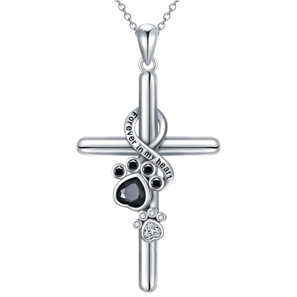 LYORA – Elegante Pfoten- und Kreuz-Halskette aus 925er Sterlingsilber für einen stilvollen Auftritt